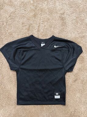 Nike Black Mesh Athletic Football Top with White Swoosh